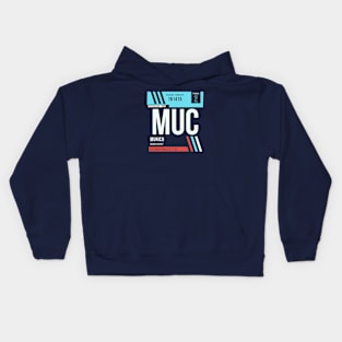 Munich (MUC) Airport Code Baggage Tag Kids Hoodie